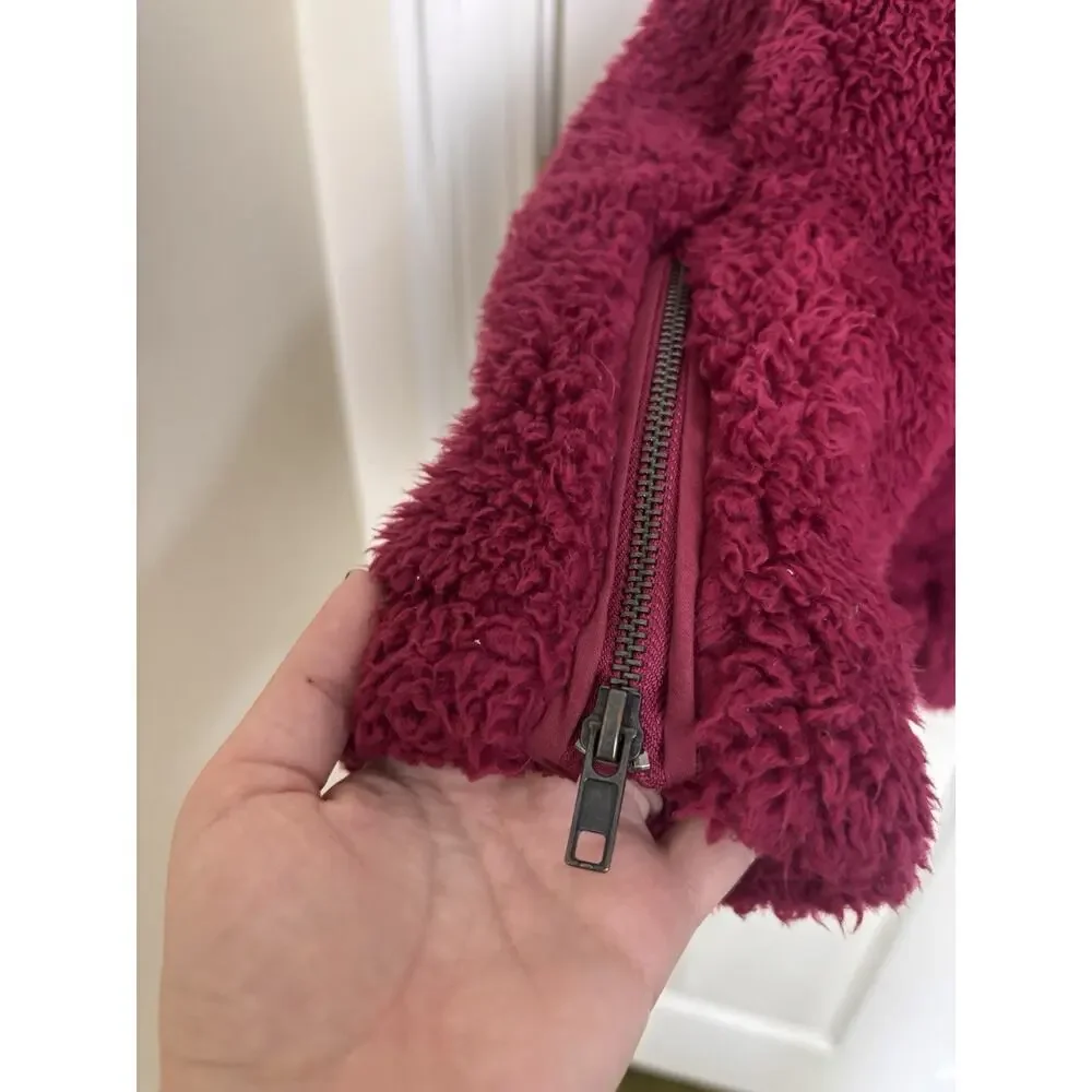 Free People We The Free So Cozy Slouch Moto Jacket Burgundy Oversized S